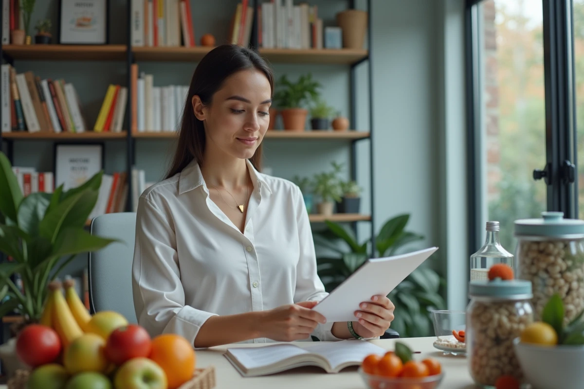 Jeune nutritionniste conseillant un employe au bureau