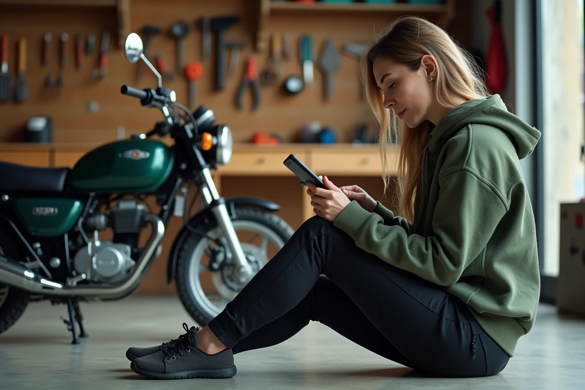 Femme consultant un guide technique près d