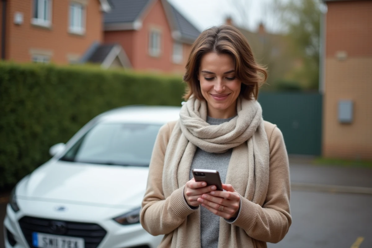 Femme utilisant son smartphone pour activer la navigation connectée