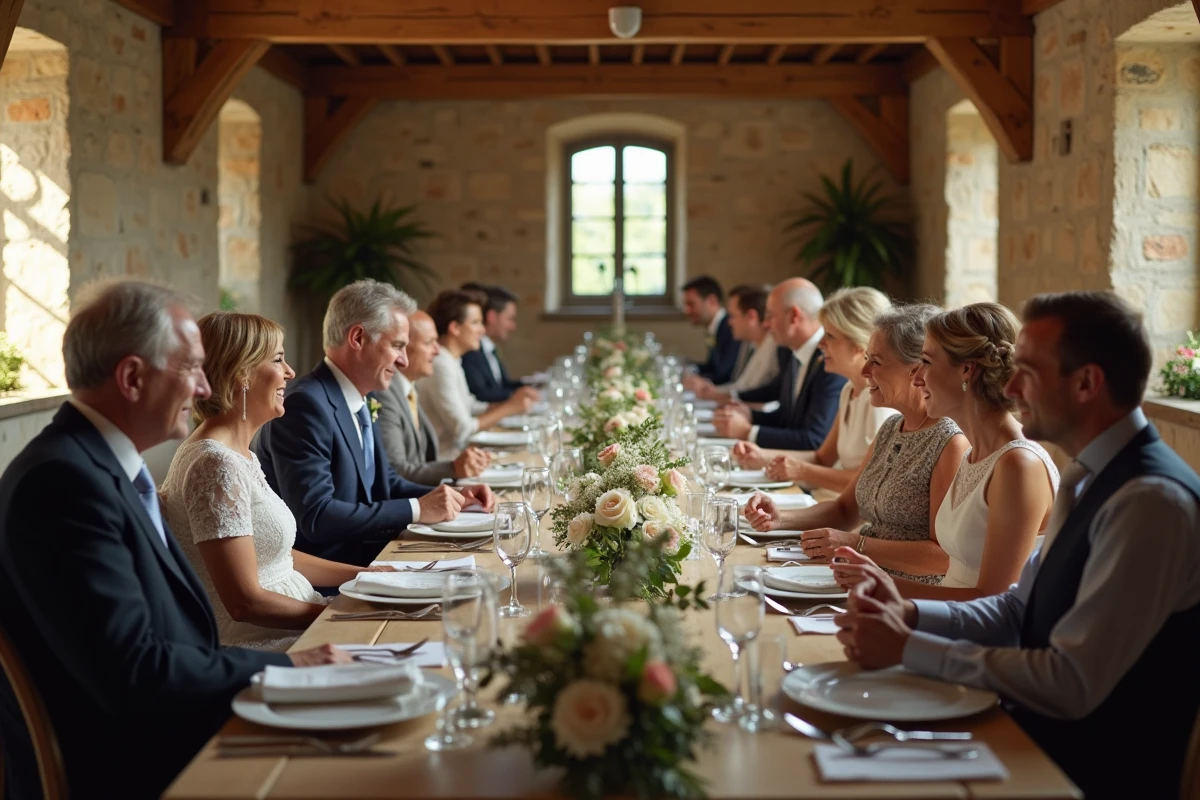 Groupe d invités souriants autour d